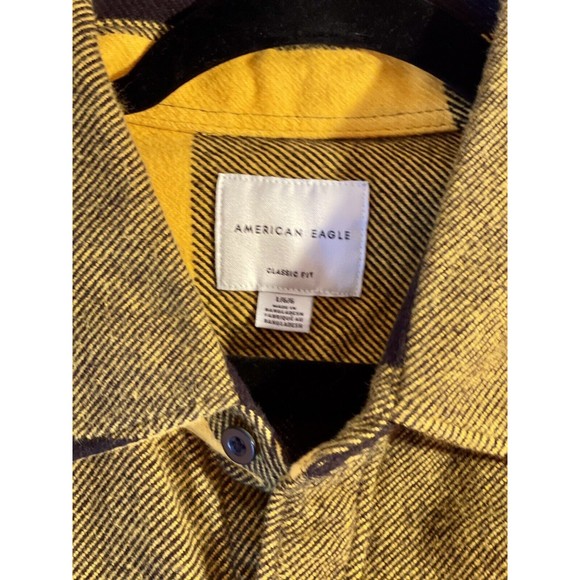 American Eagle Outfitters Shacket Plaid Shirt Jacket Black Yellow New NWT Large - Picture 6 of 8